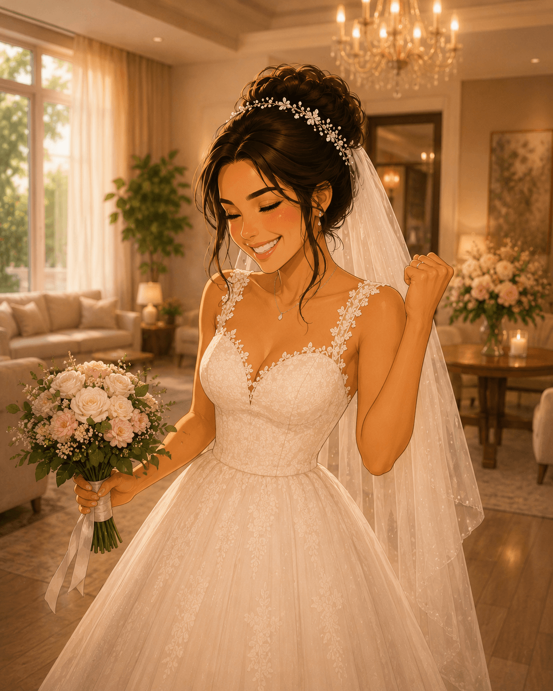 Noiva radiante no dia do casamento